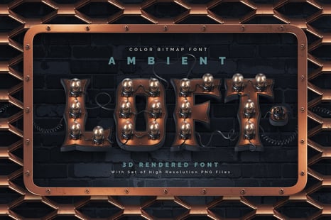 Ambient Loft - Color Bitmap Font - Neon lights