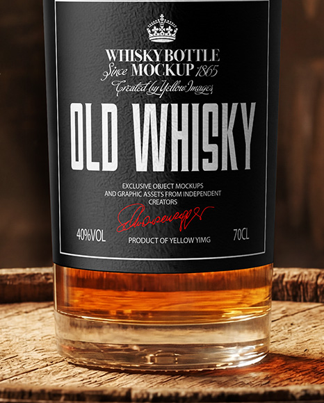 Clear Glass Whiskey Bottle Mockup