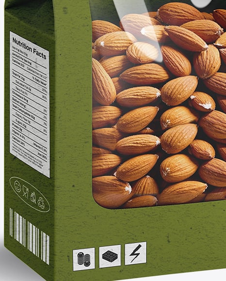 Kraft Box With Almond Nuts Mockup
