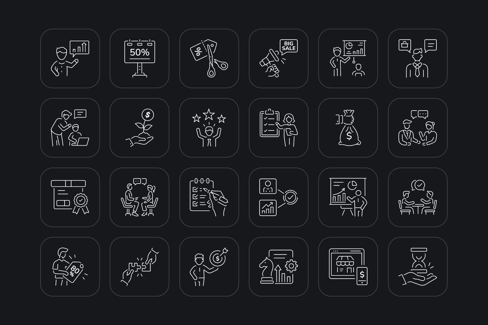 Sales Strategy Icons Set