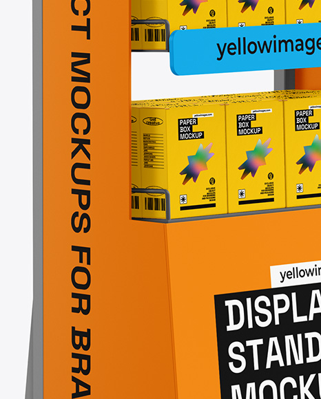 Display Stand with Boxes Mockup
