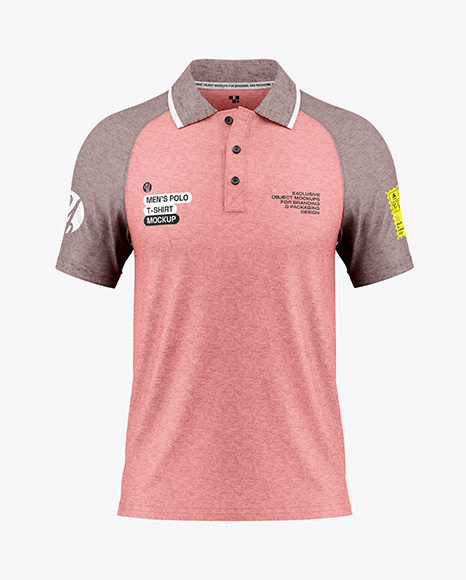 Men's Heather Raglan Polo Shirt Mockup - Front View - Black long sleeve shirt mockup