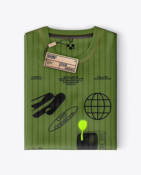 Folded Knitted T-Shirt Mockup - Folded card mockup