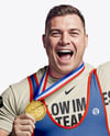 Man Wearing Weightlifing Suit with Medal Mockup