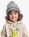 Boy Wearing a Hoodie and Beanie Hat Mockup