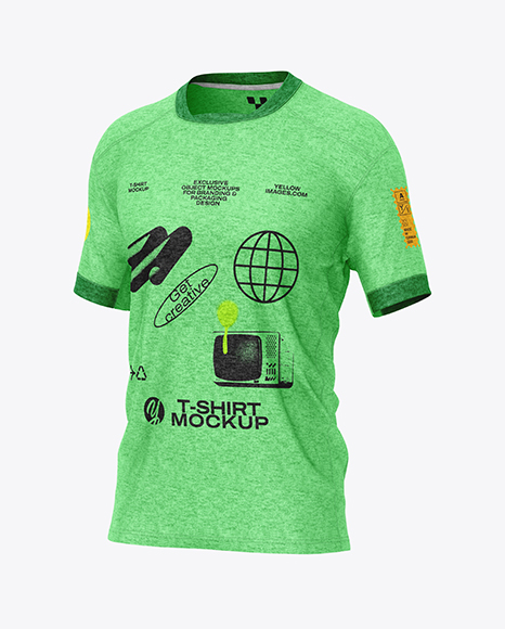 Heather T-Shirt Mockup - Half Side View