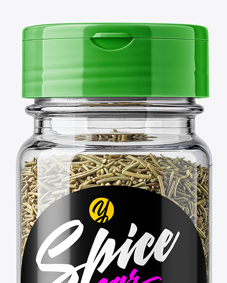 Glass Spice Jar with Rosemary Mockup