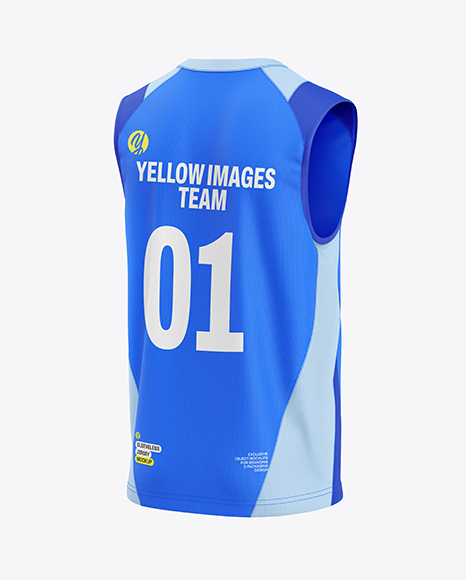 Training Sleeveless Jersey Mockup - Back Half Side View