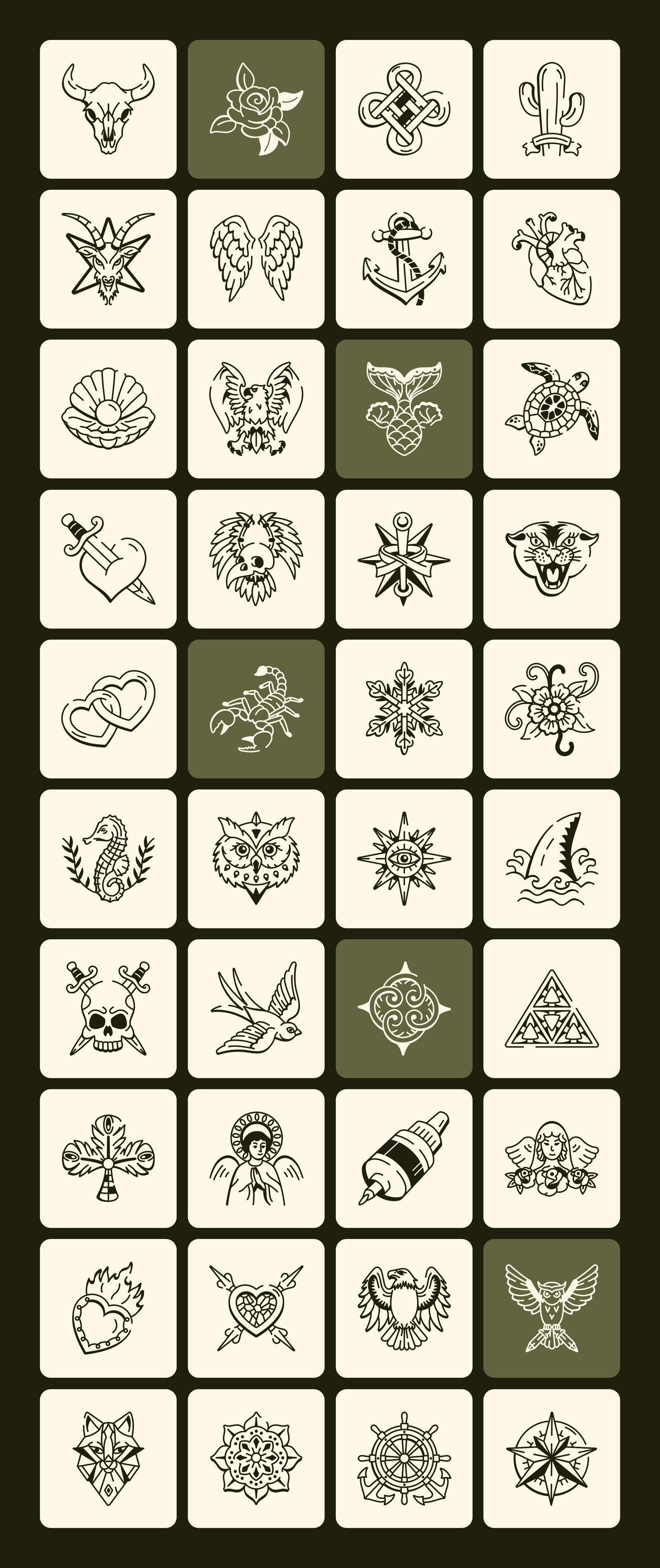 Hand Drawn Tattoos Art Set