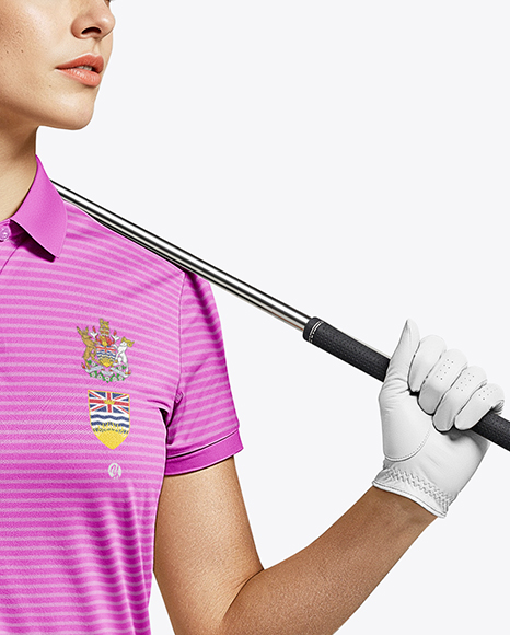 Woman Wearing Golf Shirt and Skirt Mockup