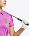 Woman Wearing Golf Shirt and Skirt Mockup