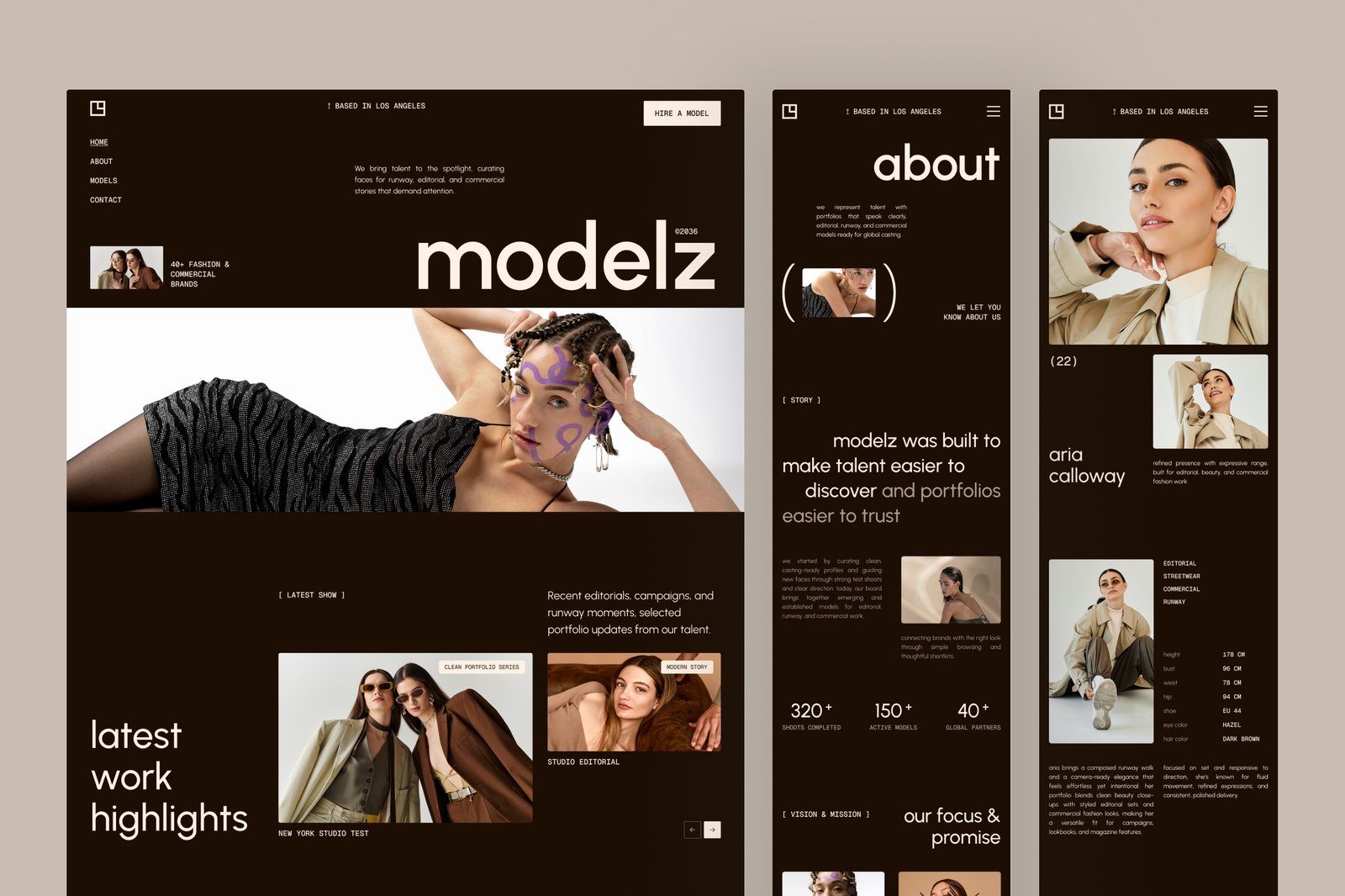 Modelz – Talent &amp; Model Agency Website UI Figma Template
