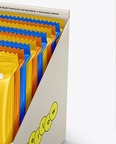 Small Display Box with Glossy Snacks Mockup