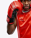 Afro-American Man Wearing Full Boxing Kit Mockup