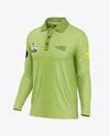 Men's Heather Long Sleeve Polo Shirt Mockup - Half Side View