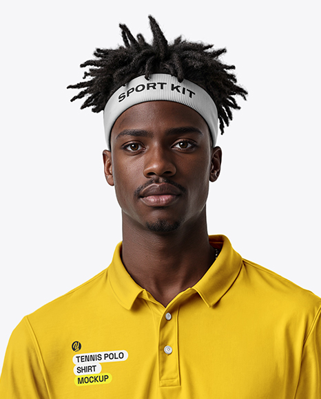 Black Man Wearing a Tennis Polo Shirt and Shorts Mockup