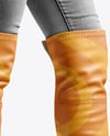 Pair of Over-The-Knee Boots on Women's Legs with Jeans Mockup