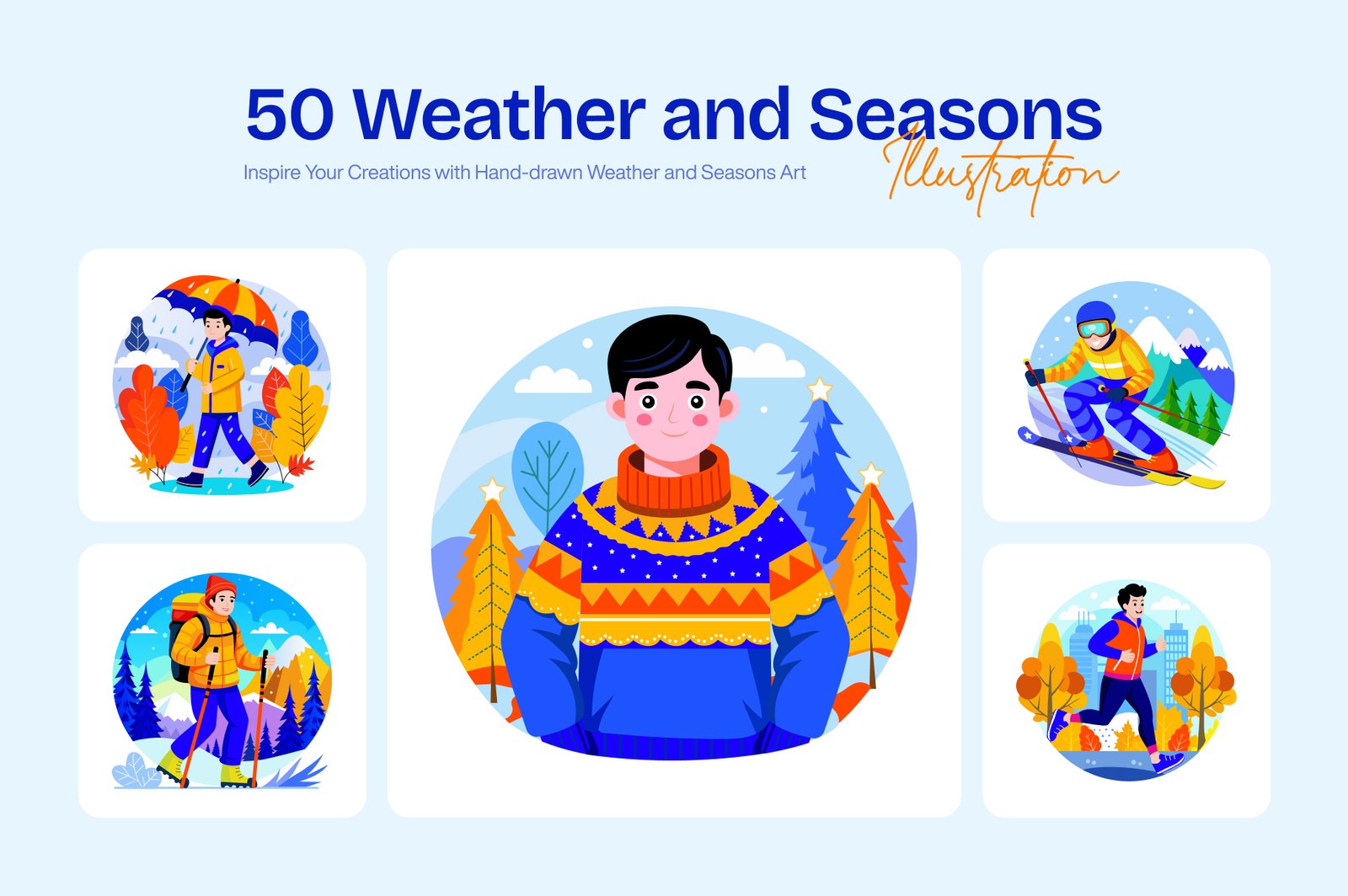 Winter and Seasons Illustrations Set