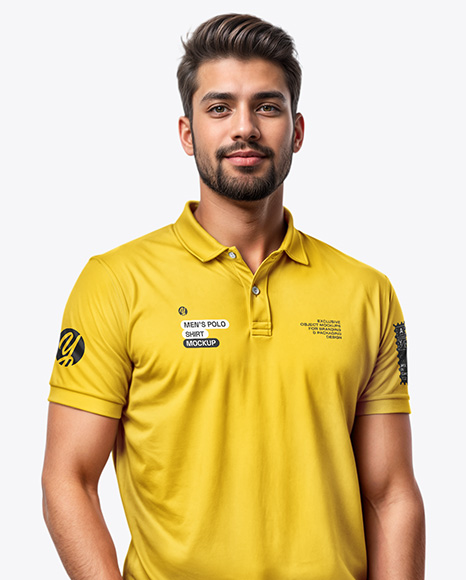 Man Wearing Polo Shirt and Jeans Mockup
