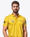 Man Wearing Polo Shirt and Jeans Mockup