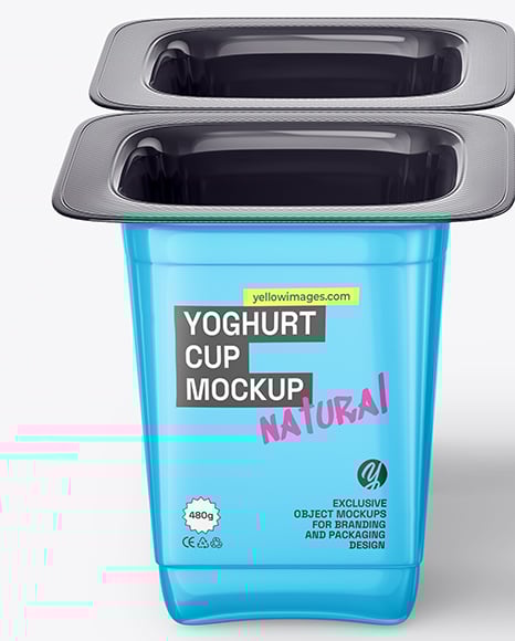 Glossy Plastic Yoghurt Cups Mockup