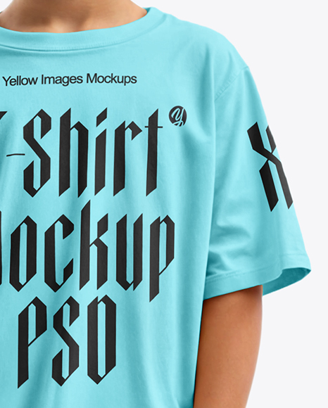 Boy Wearing Oversize T-Shirt and Baseball Cap Mockup
