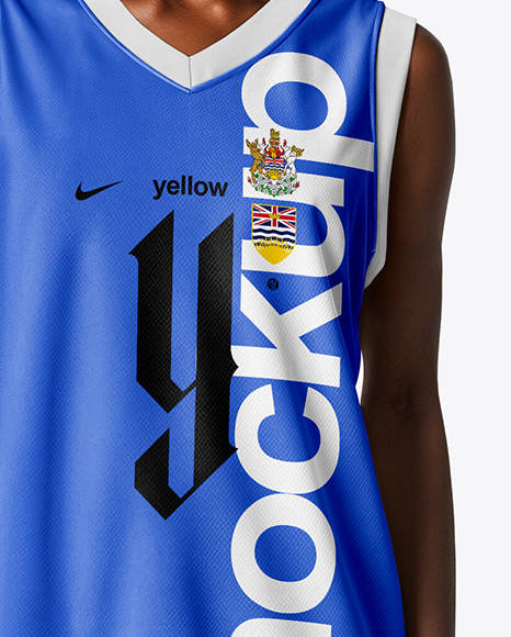 Black Woman with Afro Hairstyle Wearing Full Basketball Kit Mockup