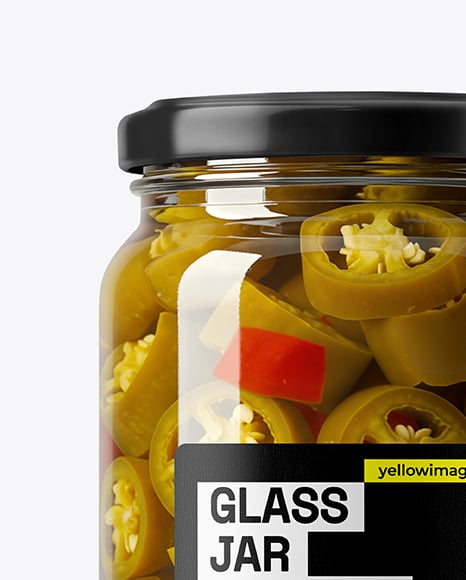 Glass Jar with Pickled Jalapenos Mockup