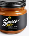 Glass Jar with Caramel Sauce Mockup