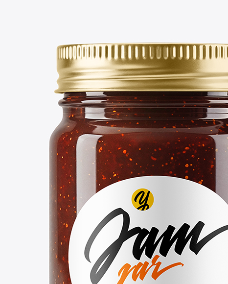 Glass Jar with Fig Jam Mockup