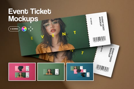 Event Ticket Mockups with Shadow Overlays - Layer styles