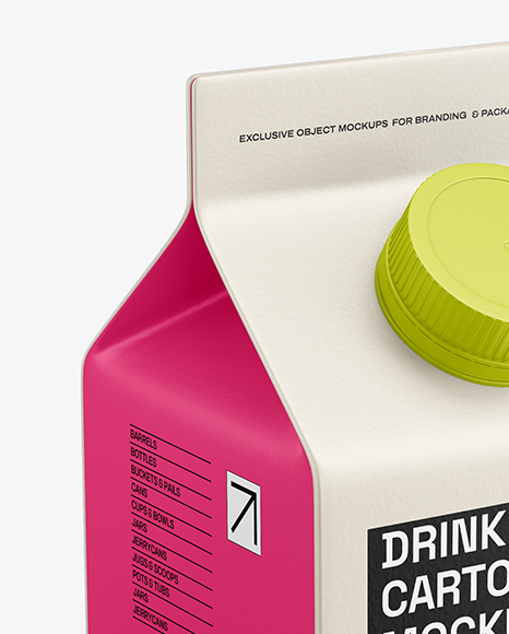 Matte Drink Carton Box Mockup - Half Side view