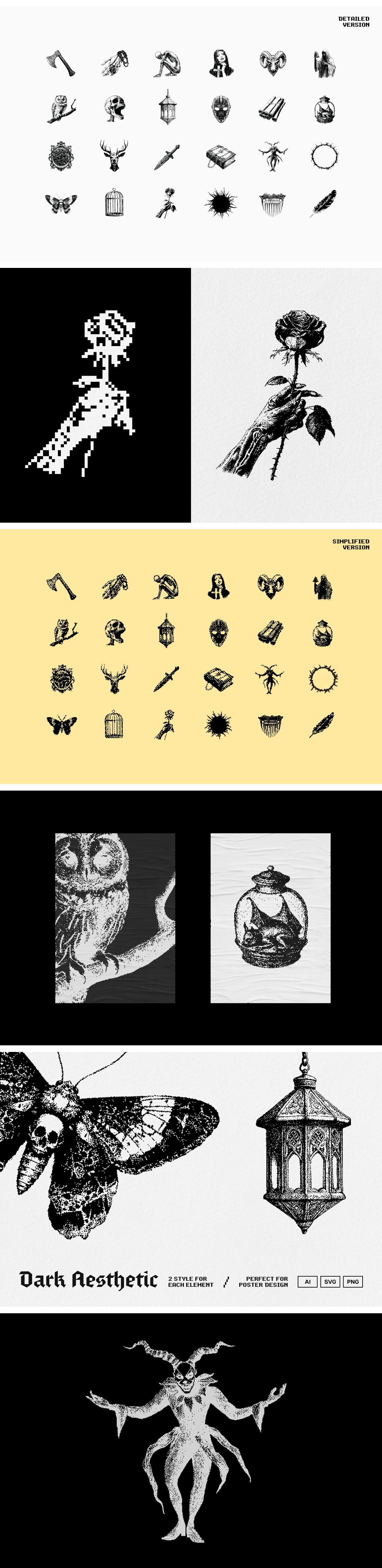 Dark Aesthetic Dithering Graphic Pack Vol.5