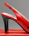 Pair of Glossy Slingbacks on Shoe Box Mockup