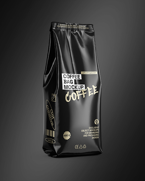 Glossy Coffee Bag Mockup - Half Side view