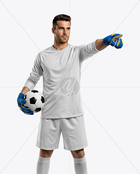 Soccer Goalkeeper Wearing Long Sleeve Jersey and Shorts Mockup