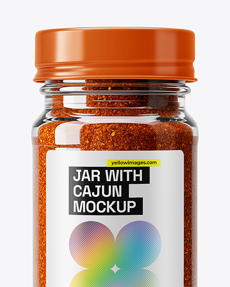 Clear Glass Jar with Cajun Seasoning Mockup
