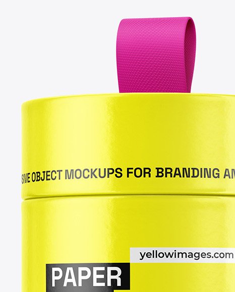 Glossy Paper Tube with Pull Tab Mockup