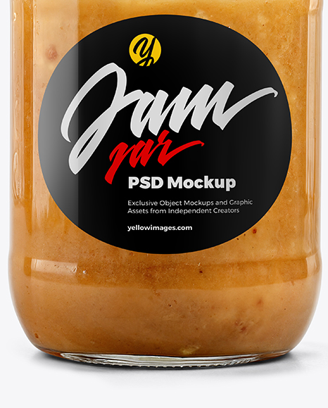 Clear Glass Jar with Apple Butter Mockup