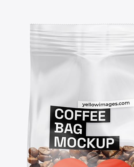 Clear Plastic Bag with Coffee Beans Mockup