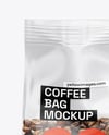 Clear Plastic Bag with Coffee Beans Mockup