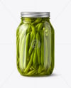Clear Glass Jar with Pickled Green Beans Mockup