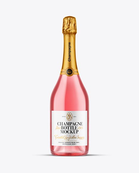 Clear Glass Pink Champagne Bottle Mockup