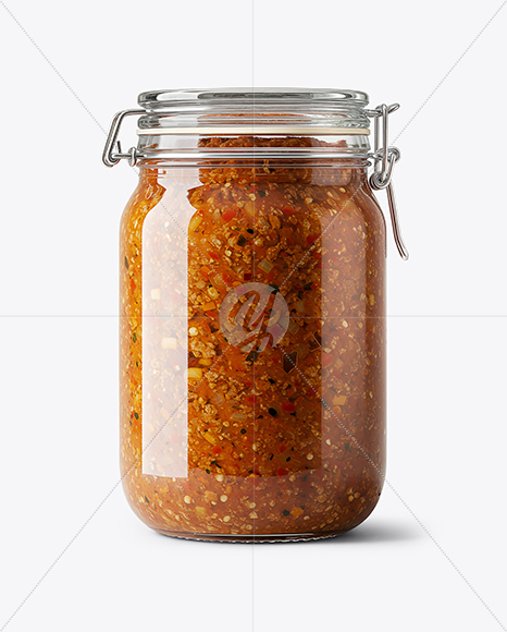 Clear Glass Jar with Meat Ragu Mockup