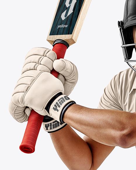 Indian Man Wearing Full Cricket Kit Mockup