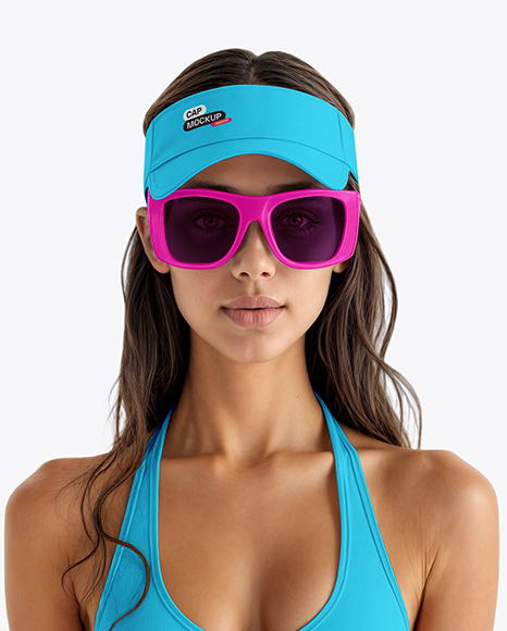 Young Woman Wearing One Piece Swimsuit Mockup
