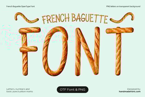 French Baguette Font - Bakery fonts