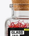 Square Glass Jar with Saffron Threads Mockup