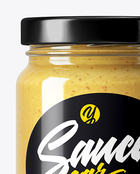 Glass Jar with Dijon Mustard Mockup
