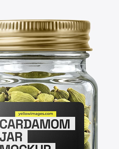 Square Glass Jar with Cardamom Pods Mockup